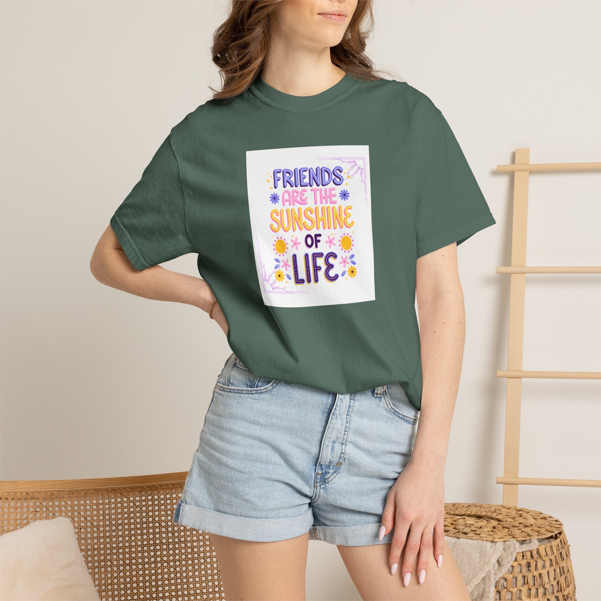 T-Shirt — "Friends Are the Sunshine of Life" Floral Graphic Tee