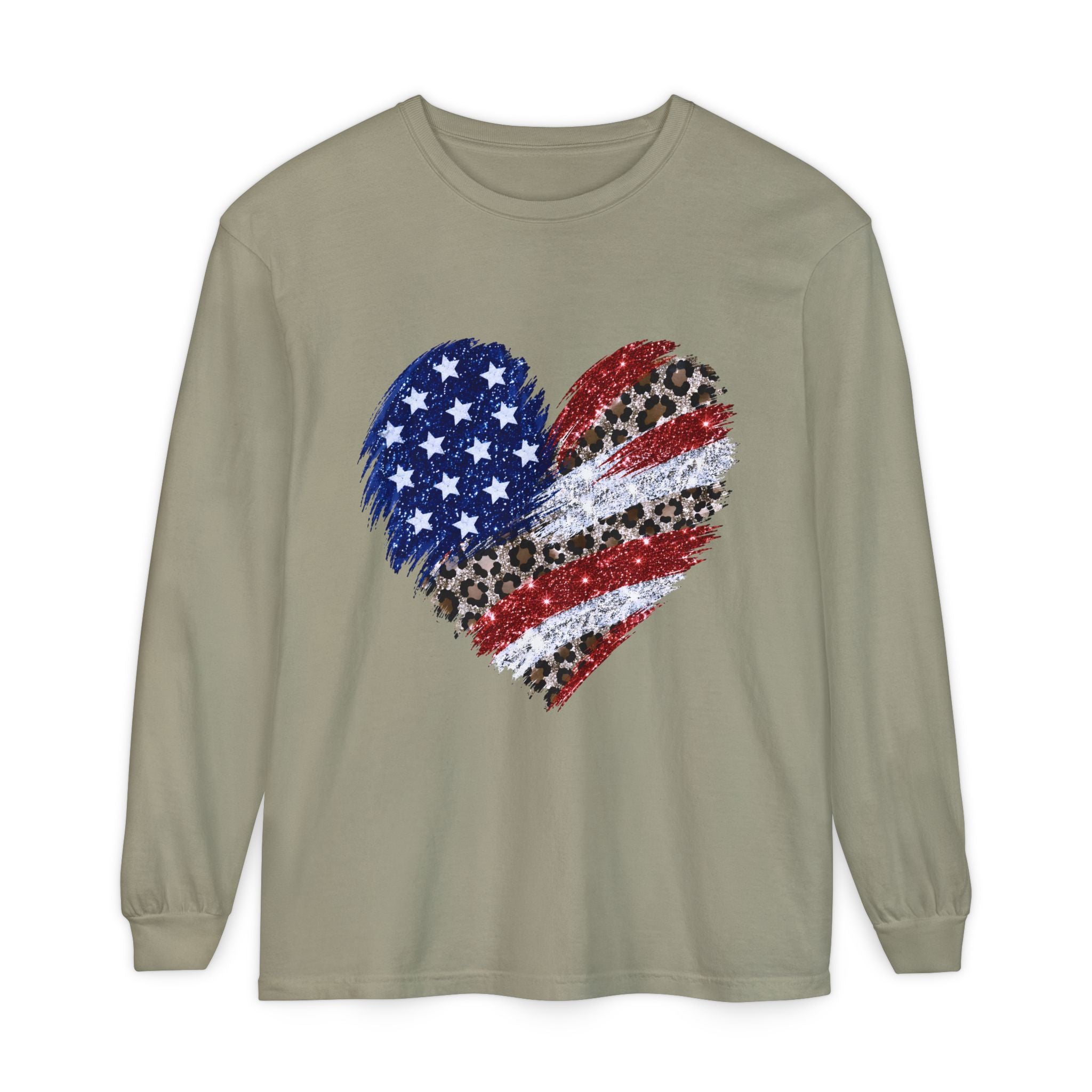 American Leopard Heart Long Sleeve Tee