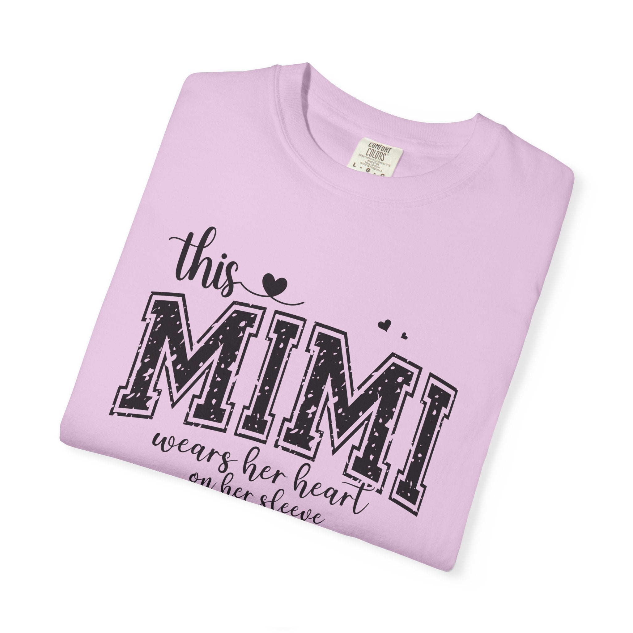 This Mimi T-Shirt — "This MIMI Wears Her Heart on Her Sleeve" Grandmother Gift Tee