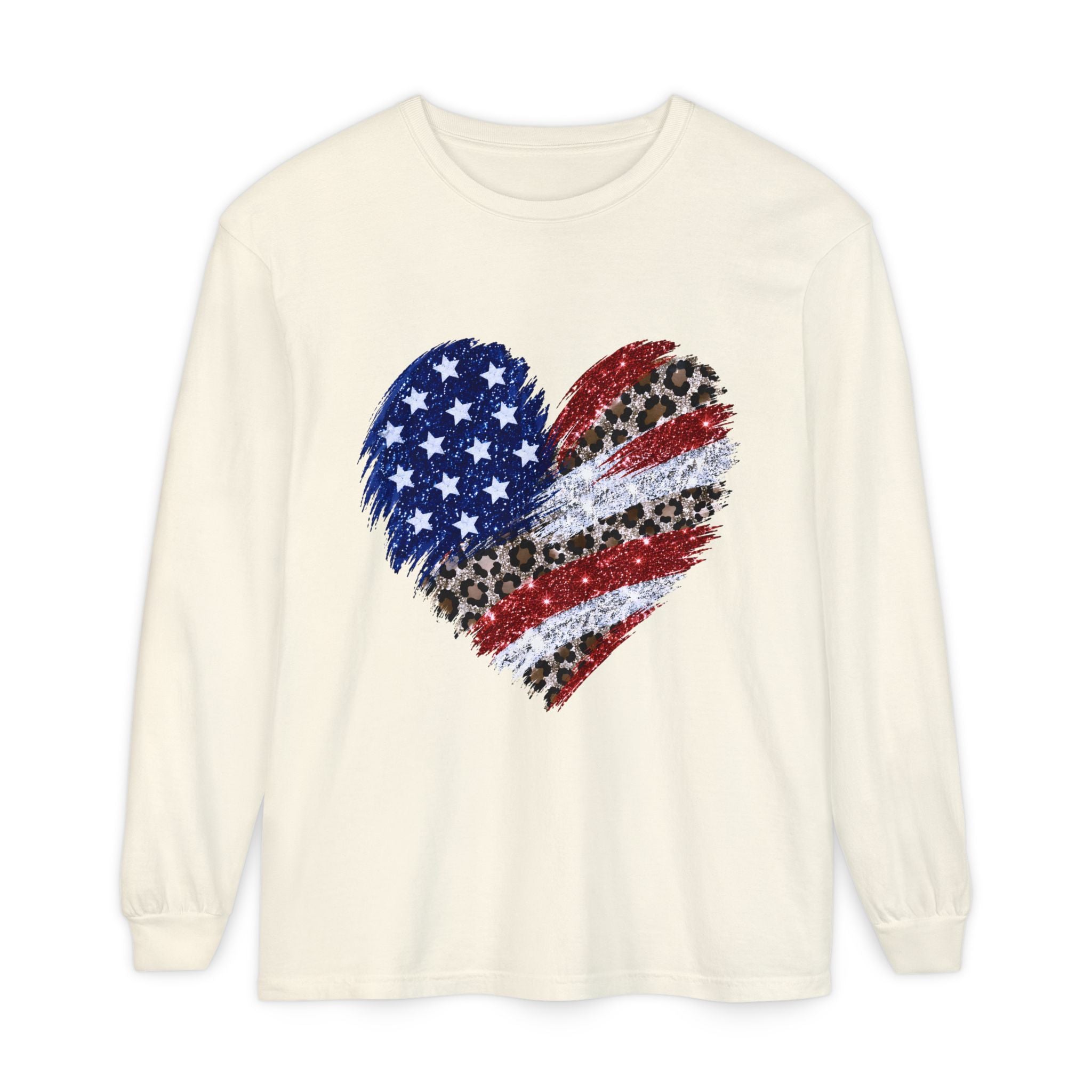 American Leopard Heart Long Sleeve Tee