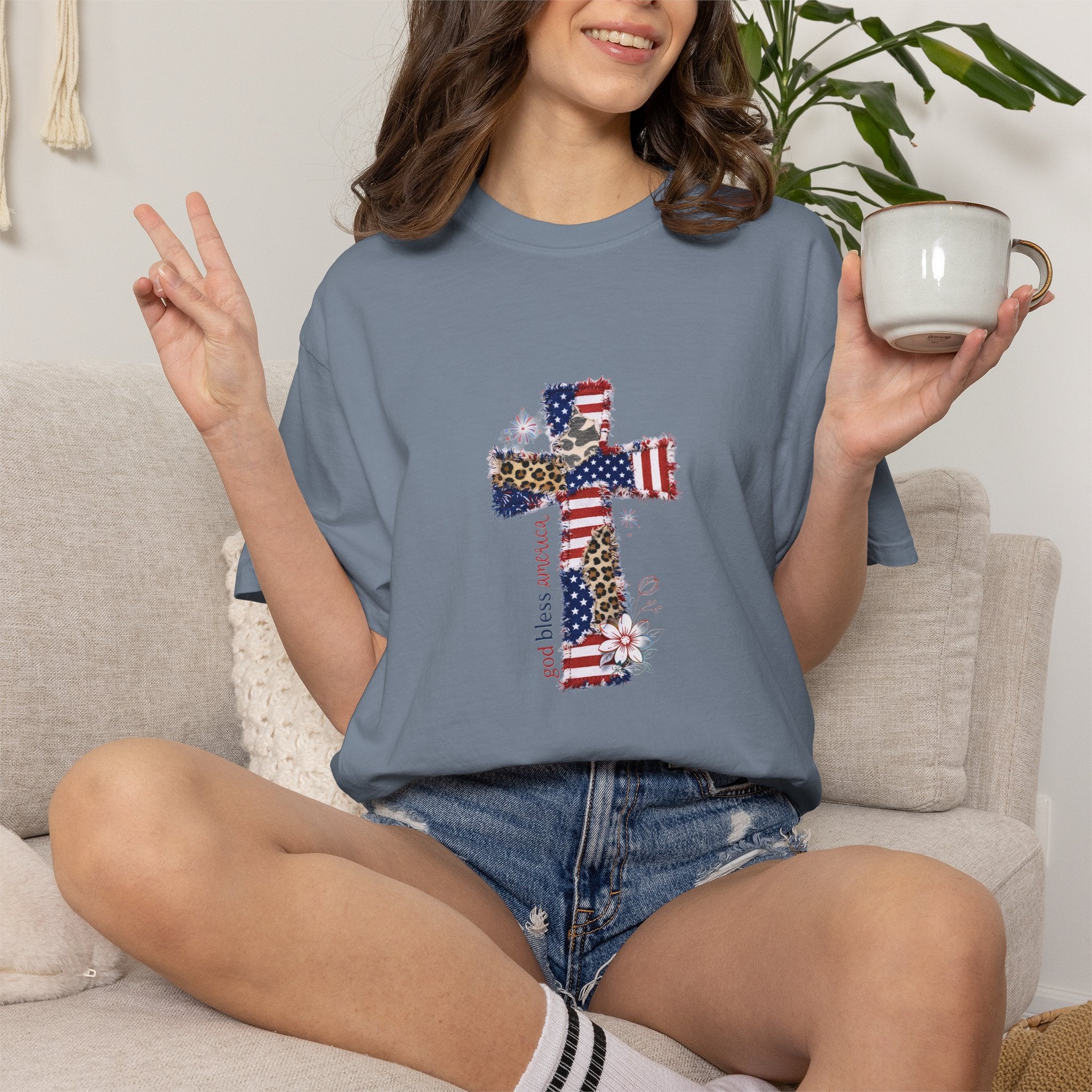 Patriotic American Flag Cross T-Shirt — Faith & Freedom Tee